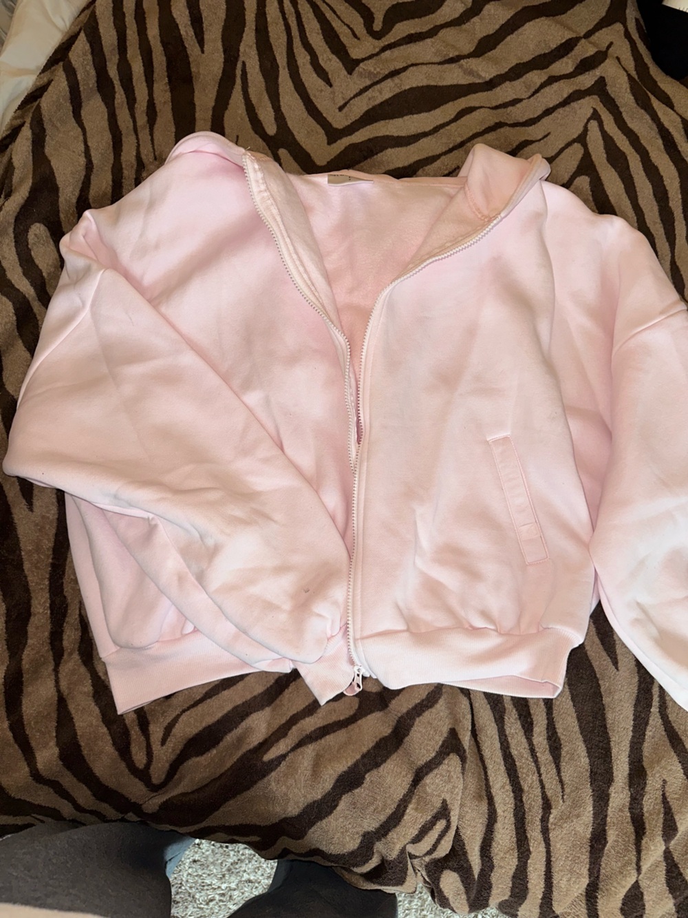 Soft Light Pink Zip-Up Hoodie Jacket for Women